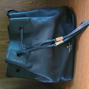Kate Spade Black Leather Drawstring Tassel Crossbody bag